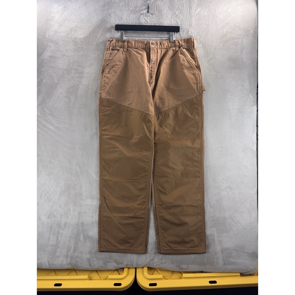 Carhartt Dungaree Fit Pants Mens Size 38x32 Brown Double Knees Workwear